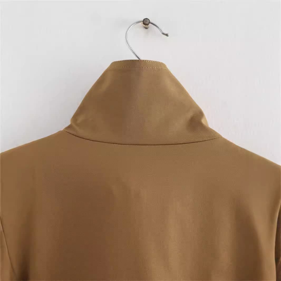 Women's Fashion Casual Stand Collar Long Sleeve Pocket Decorative Coat view 5
