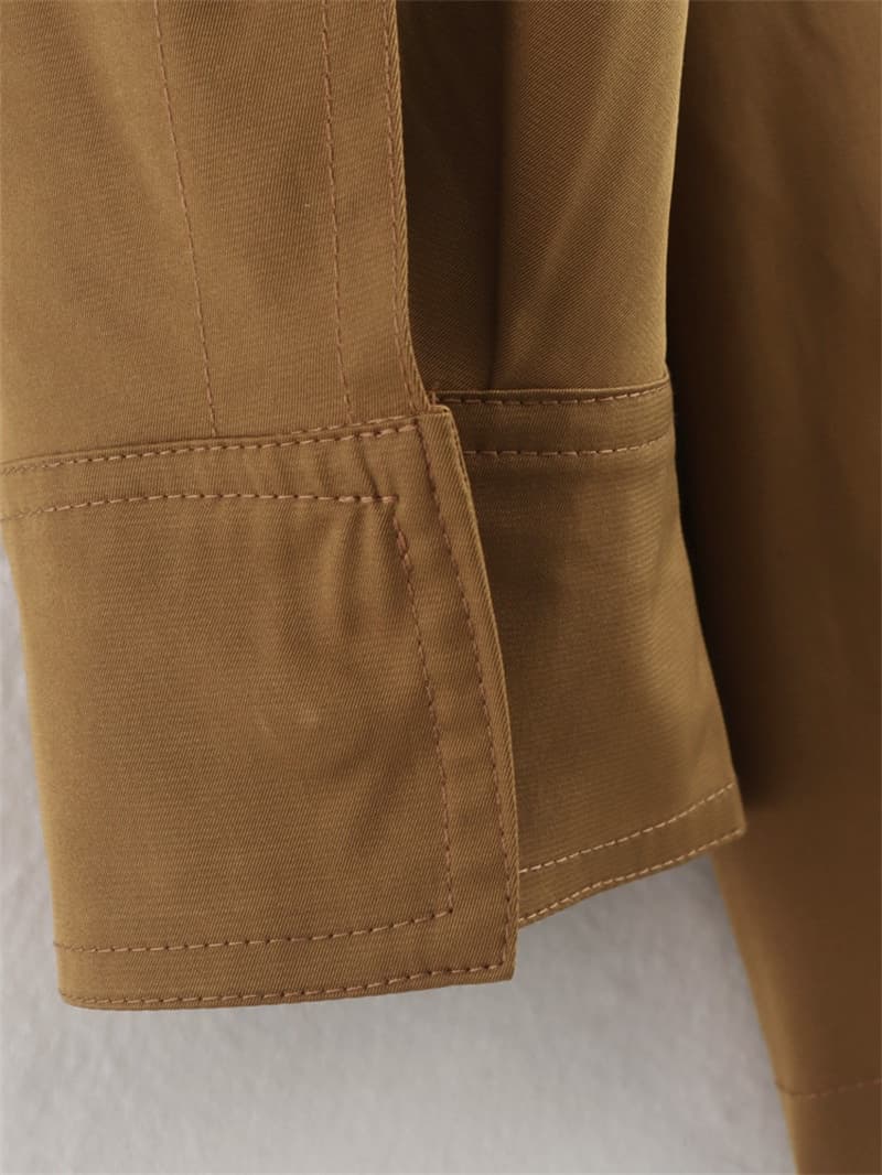 Women's Fashion Casual Stand Collar Long Sleeve Pocket Decorative Coat view 3